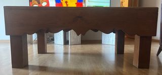Mesa de Centro de Madera con Tapa de Cristal