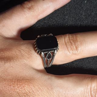 Anello Argento 925 Pietra Nera