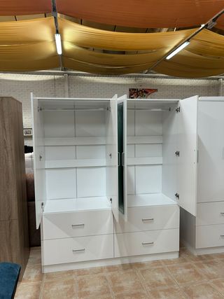 ARMARIO ROPERO BLANCO DE 4 PUERTAS + ESPEJO NUEVO