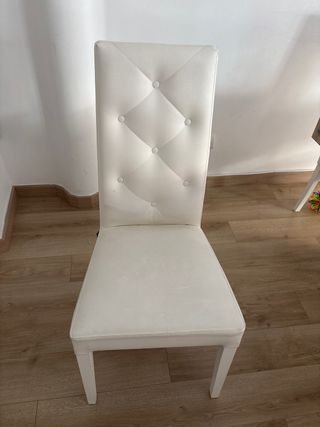 Set 4 Sillas Chantal Piel Sintética Blanca