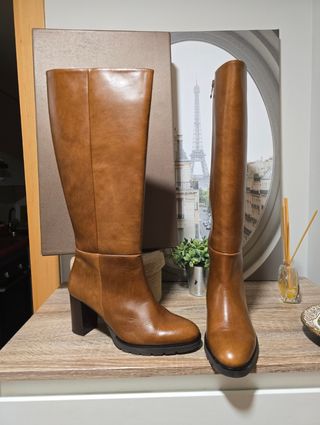 NUEVAS! Botas altas DANSI Camel piel