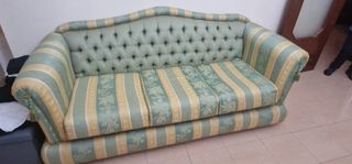 Divano letto tessuto verde e giallo