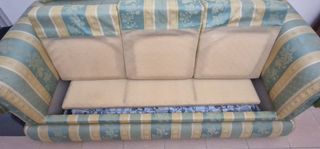 Divano letto tessuto verde e giallo