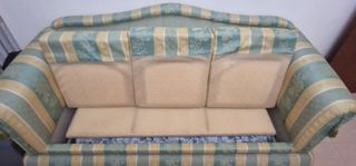 Divano letto tessuto verde e giallo