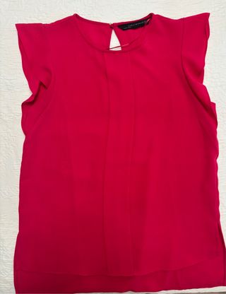 Blusa Zara Manga Corta Roja Talla M