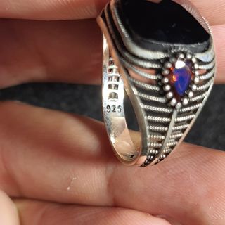 Anello Argento 925 con Pietra Nera