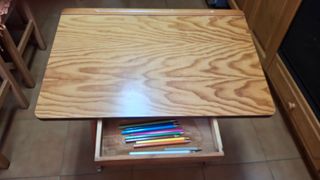 Pupitre y silla infantil madera natural
