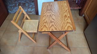 Pupitre y silla infantil madera natural