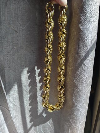 Collar Cordón Dorado 3cm Acero Inoxidable