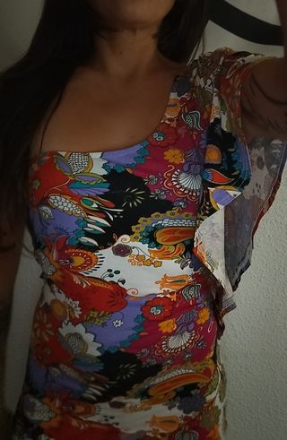 Camisa Vintage Estampada Oriental Talla XS