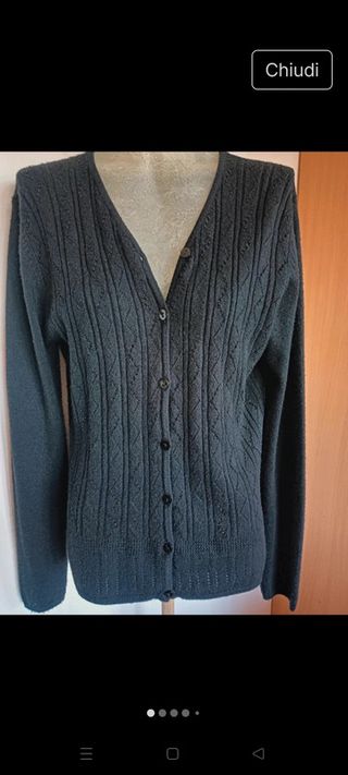 Cardigan nero con perline taglia M