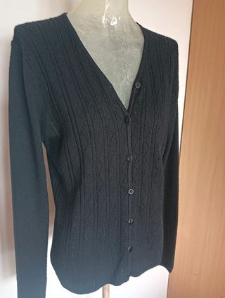 Cardigan nero con perline taglia M