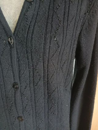 Cardigan nero con perline taglia M