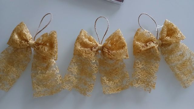 Decorazioni natalizie 3 fiocchetti giallo oro