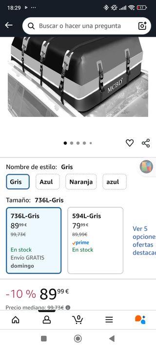 Cofre de Techo Plegable 736L Gris