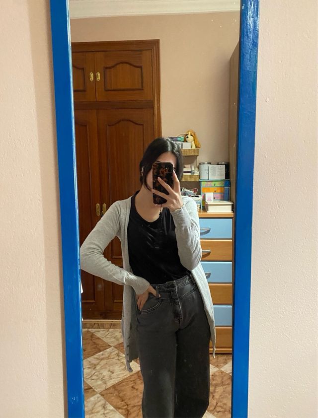 Cárdigan largo gris Zara