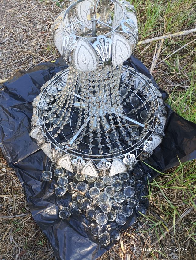 Lámpara Nácar Perla Cristales Plata