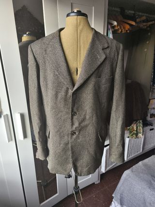 Americana Vintage Hombre Marrón/Gris