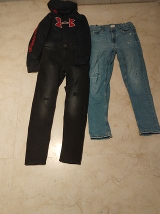 Pantalones Zara Azul y Negro Talla 13-14 años