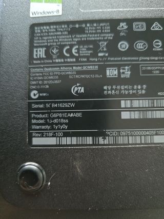 HP TPN-F113 Ordenador Portátil Despiece