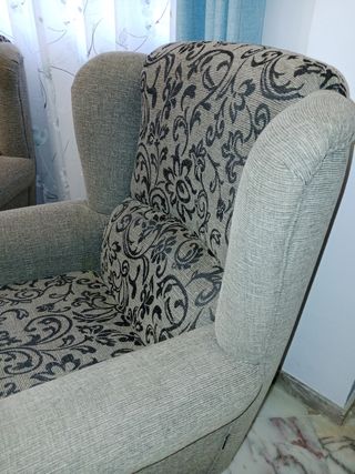 2 Sillones de tela beige y gris