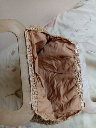 Bolso vintage tejido beige