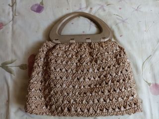 Bolso vintage tejido beige