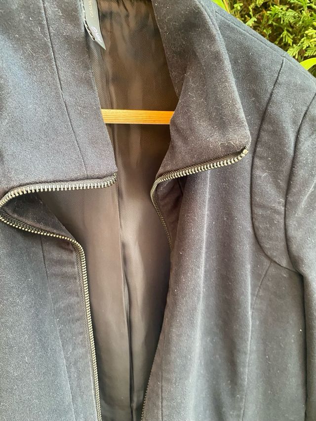 Abrigo Mango tacto ante negro T-M