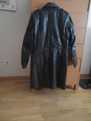 Abrigo de cuero mujer negro/marrón