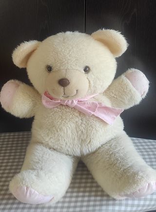 Osito de peluche suave con lazo rosa 50cm