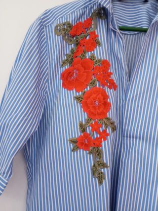 Blusón rayas bordado flores