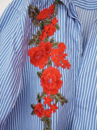 Blusón rayas bordado flores
