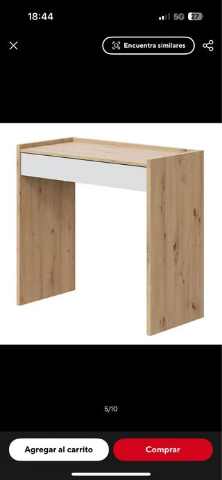 Escritorio madera y blanco con cajón