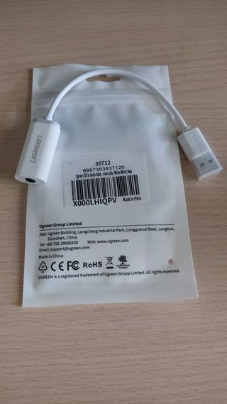 Adaptador UGREEN USB a Jack Audio Blanco