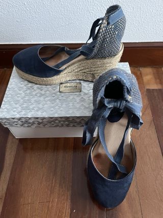 Alpargatas de ante azul Fórmula Joven Talla 40