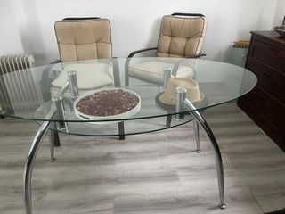Mesa de cristal ovalada 1.50x0.90m
