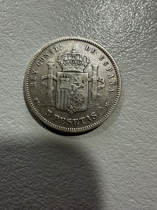 Moneda 5 Pesetas Alfonso XII 1888 Plata