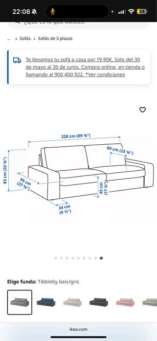 Sofá Ikea Kivik 3 plazas