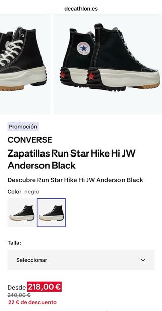 Converse Run Star Hike negras talla 40