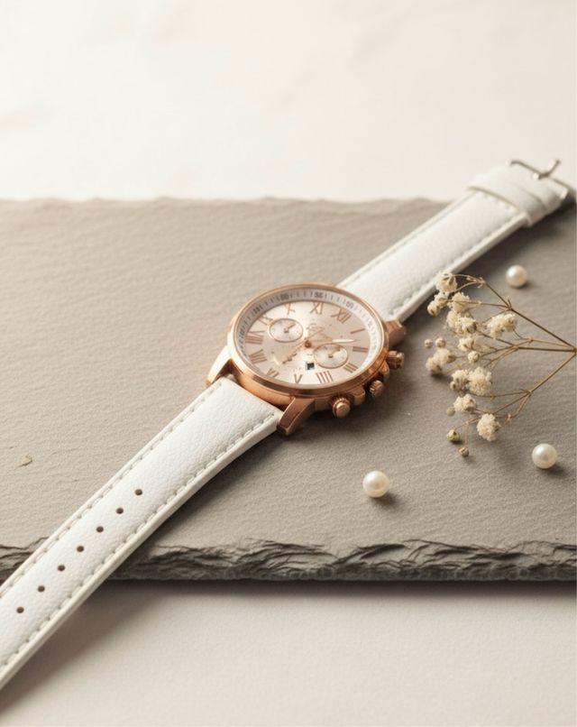 Orologio elegante bianco e oro