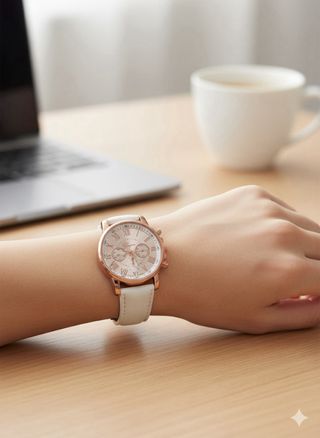 Orologio elegante bianco e oro