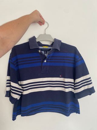 Polo Tommy Hilfiger Rayas Azul y Blanco Talla M