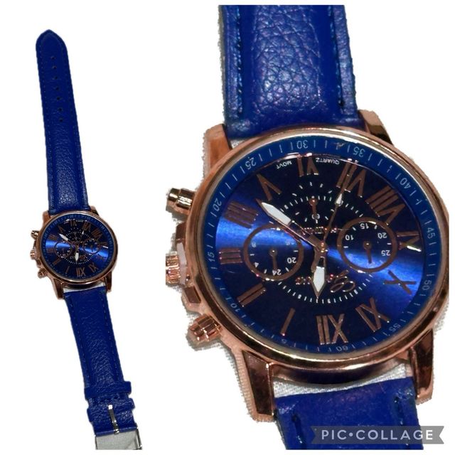 Orologio da polso blu e oro