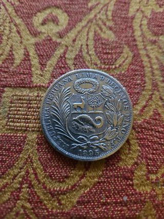Moneda 9 Décimos Finos República Peruana Lima 1895