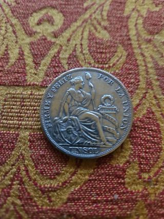 Moneda 9 Décimos Finos República Peruana Lima 1895