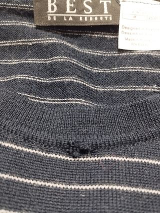 Jersey de lana azul marino a rayas de hombre 