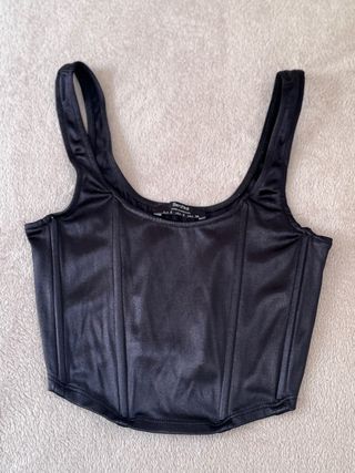 Top Bershka Corset Negro Talla S