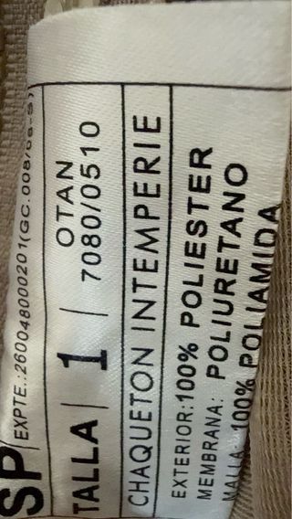 traje intemperie talla 1