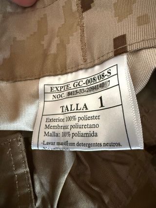 traje intemperie talla 1