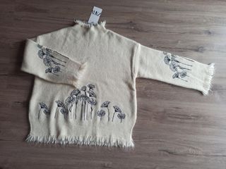 Jersey Zara mujer beige flores